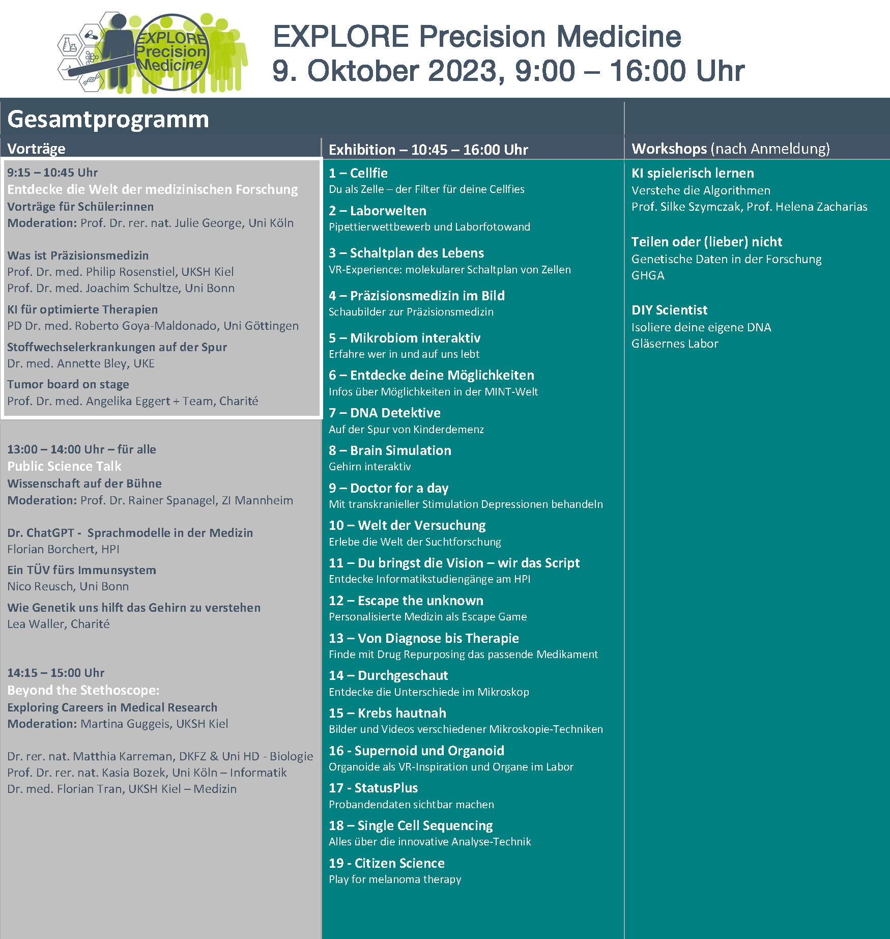 vorläufiges Programm Explore Precision Medicine Event